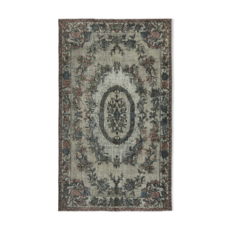 Handmade hi-low pile anatolian 1980s 173 cm x 284 cm grey rug