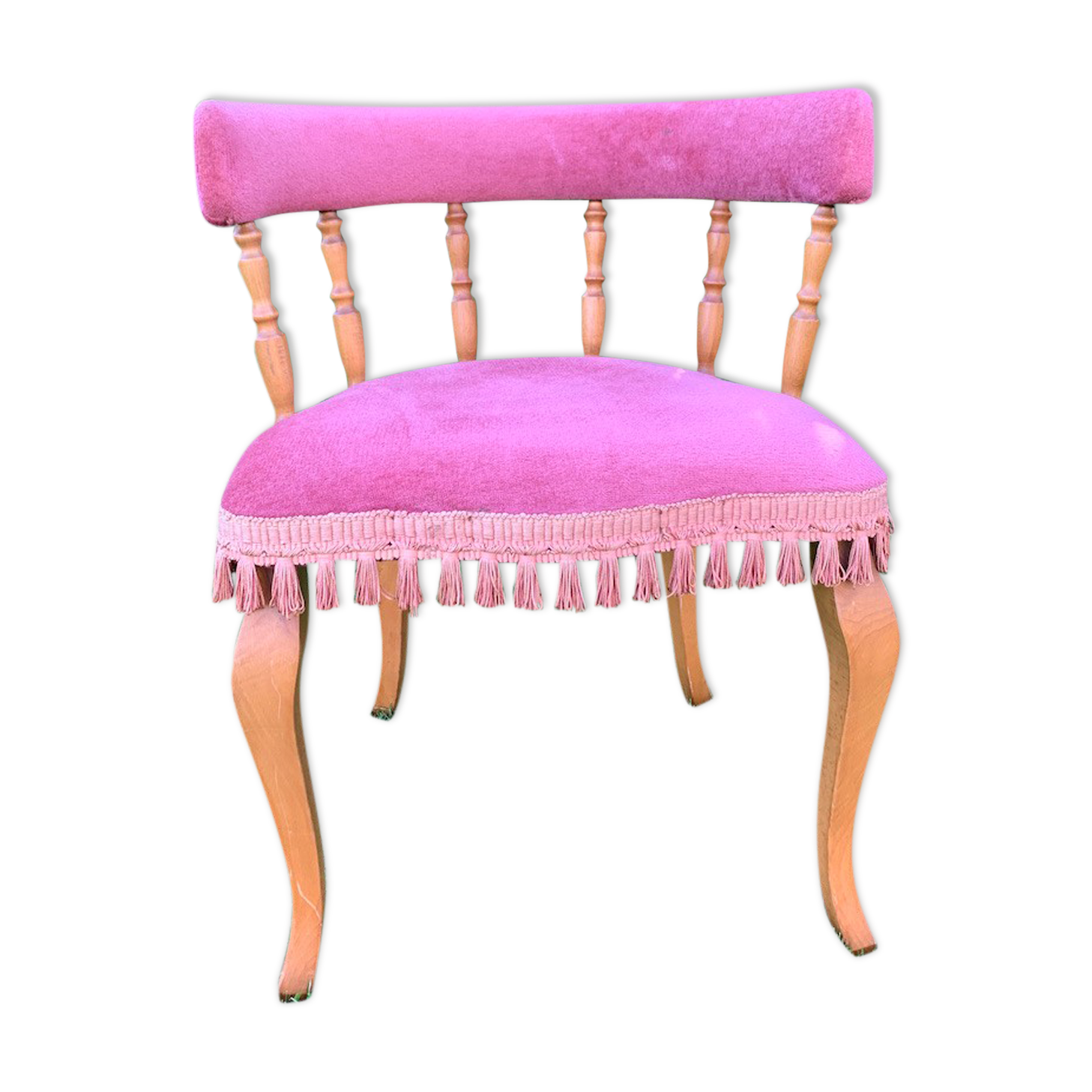 Fauteuil gondole rose à frange