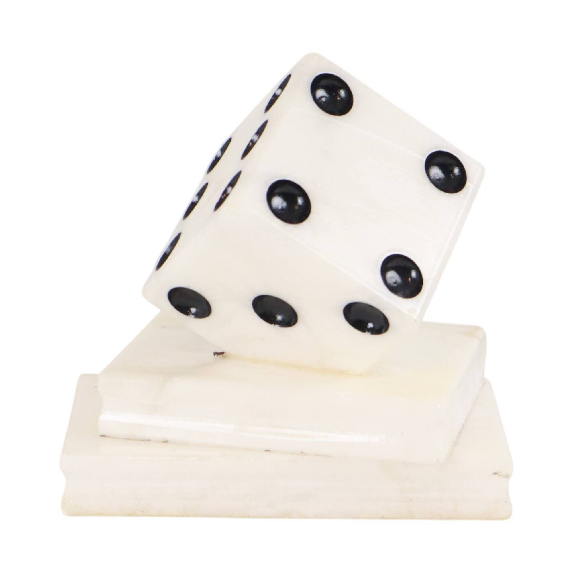 Vintage Alabaster Dice Paperweight Figurine 15cm
