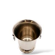 Silver-plated champagne bucket with ring handles.