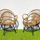 Pair of lounge rattan armchairs by D. Van Sliedregt / R. Noordwolde. Vintage