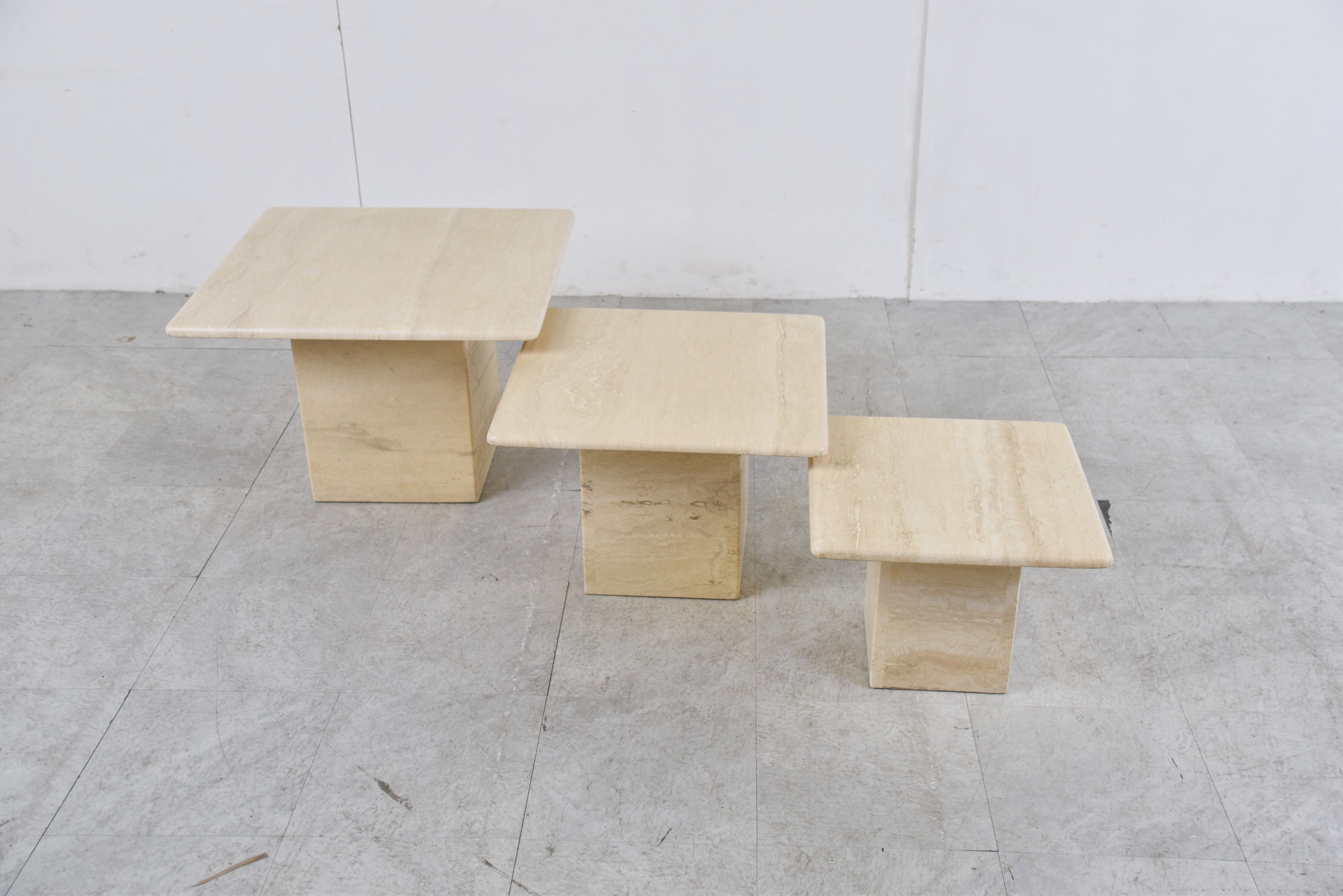 Vintage travertine nesting tables or side tables, 1970s