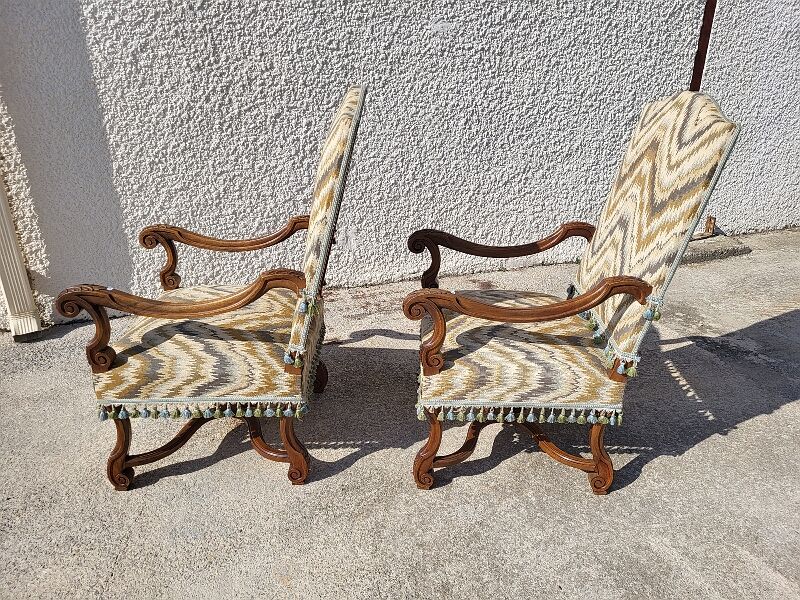 Pair of armchairs louis xiii of the xix th century