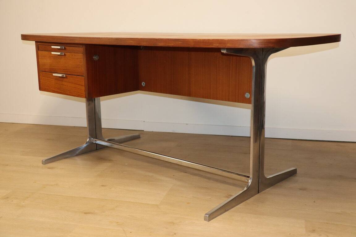 Vintage desk by George Nelson in wood and aluminum, 1960s