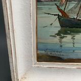 Watercolor on paper by andré mahuas vannes port de pêche 1949