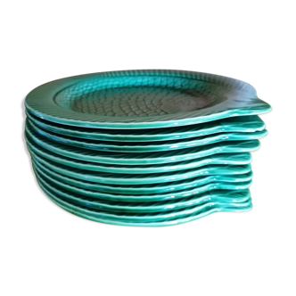 Set of 11 vintage sarreguemines fish plates