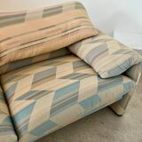 Ancien canapé Maralunga 3 places design italien des années 70 Cassina tissu patchwork