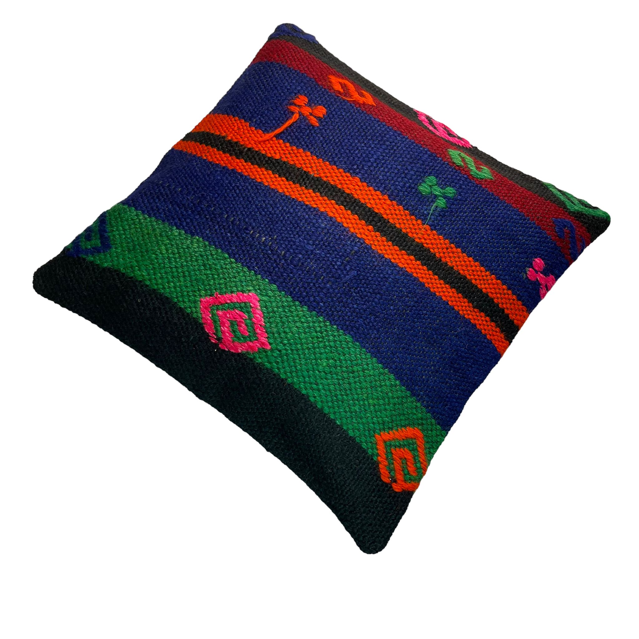 Housse de coussin en kilim turc vintage 40x40cm
