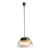 Lustre vintage en métal chromé et verre, design, Italie, années 1970