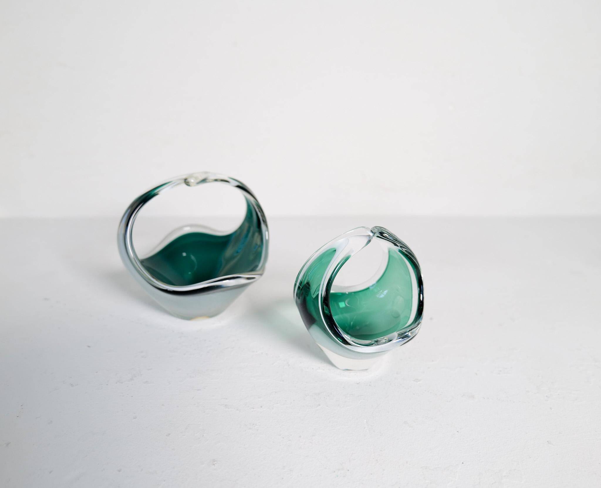 Set of 6 pieces of modern mid-century art glass "Shell", Flygfors Sweden 1955