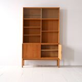 Vintage oak bookcase with display case
