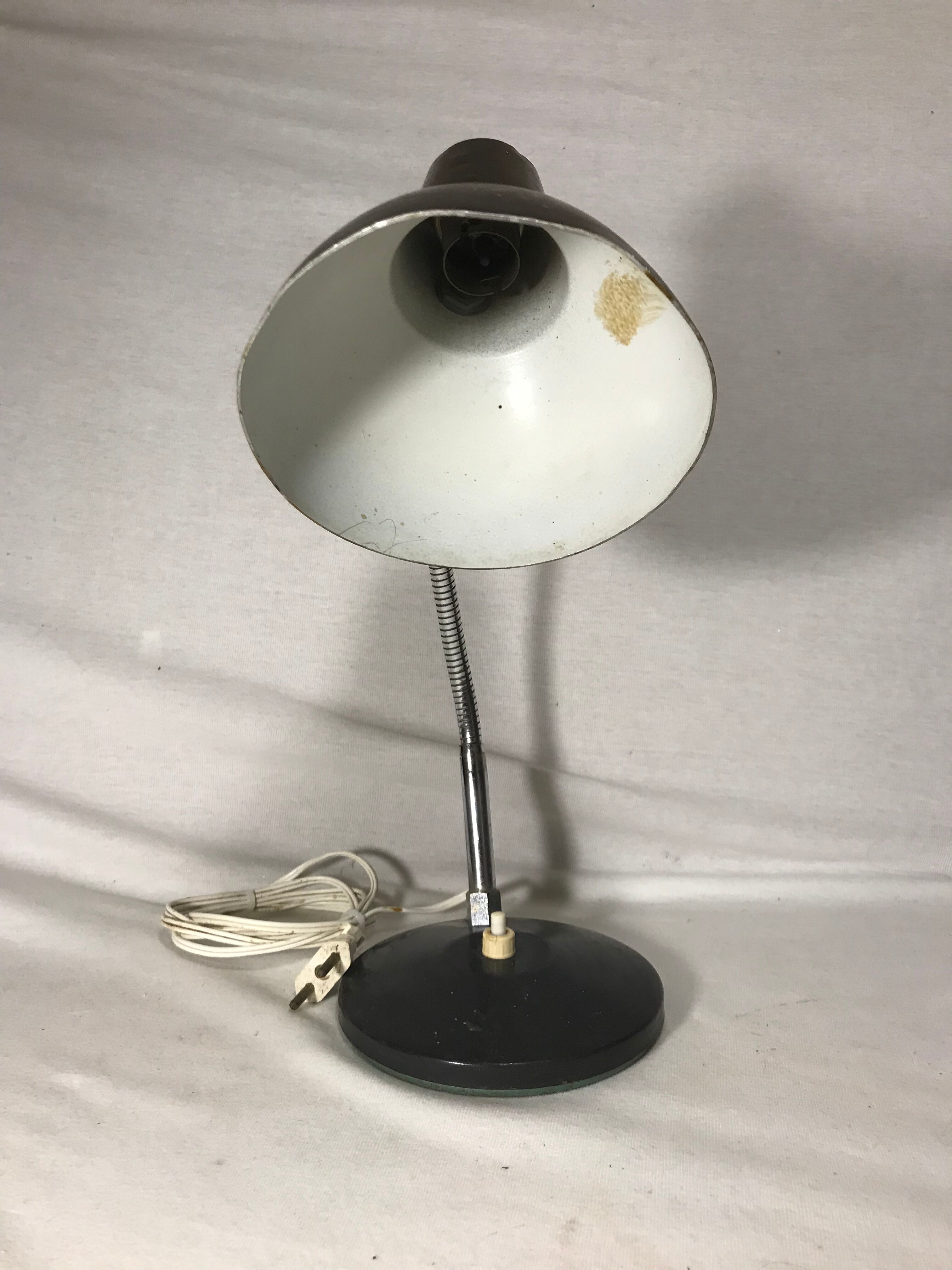 Lamp 70 vintage Brown metal and chrome years flexible table