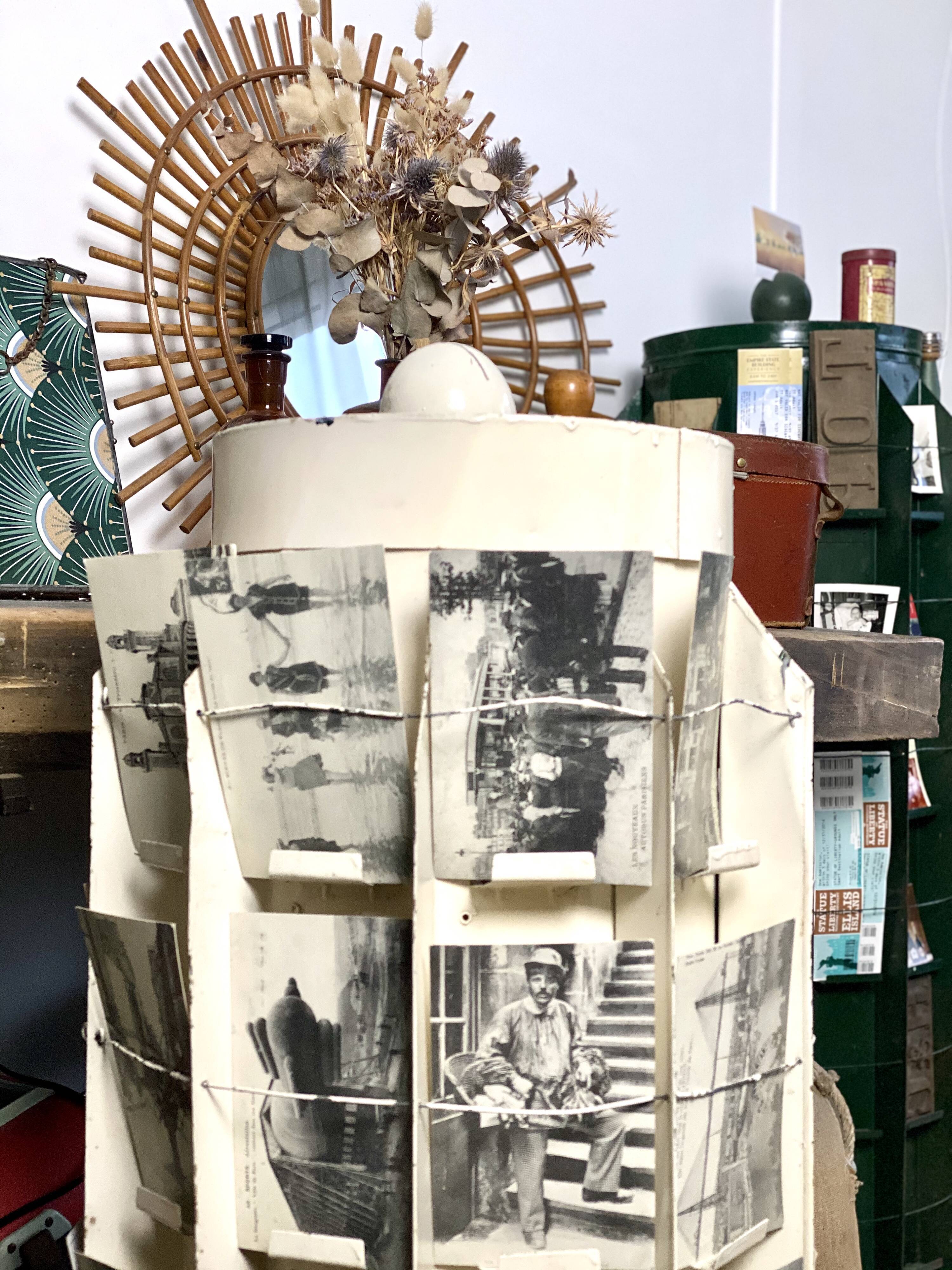 Old swirl display with seed bags