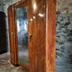French Art Deco walnut wardrobe with mirror, 1930s