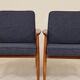 Paire de fauteuils scandinave vintage bleu marine tweed 