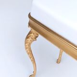 Midcentury White Plastic Seat Ottoman with Cast Brass Legs, Italy