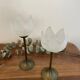 Duo brass and glass candle holders
