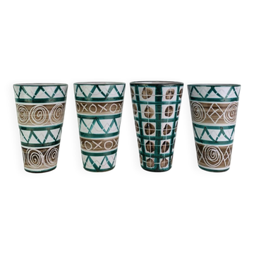 4 ceramic cups by Robert Picault from Vallauris, 1960s