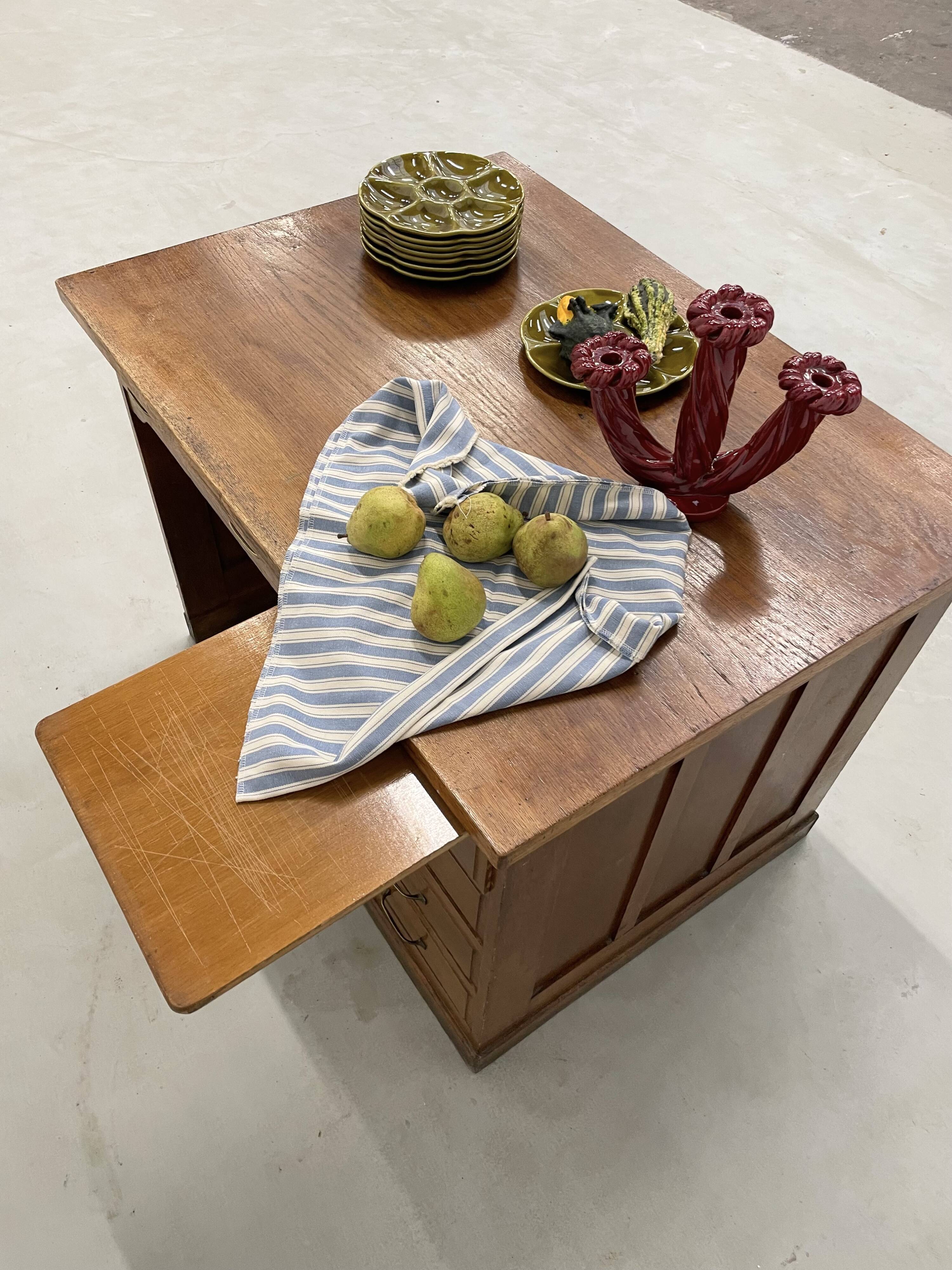 Oak and veneer counter or desk