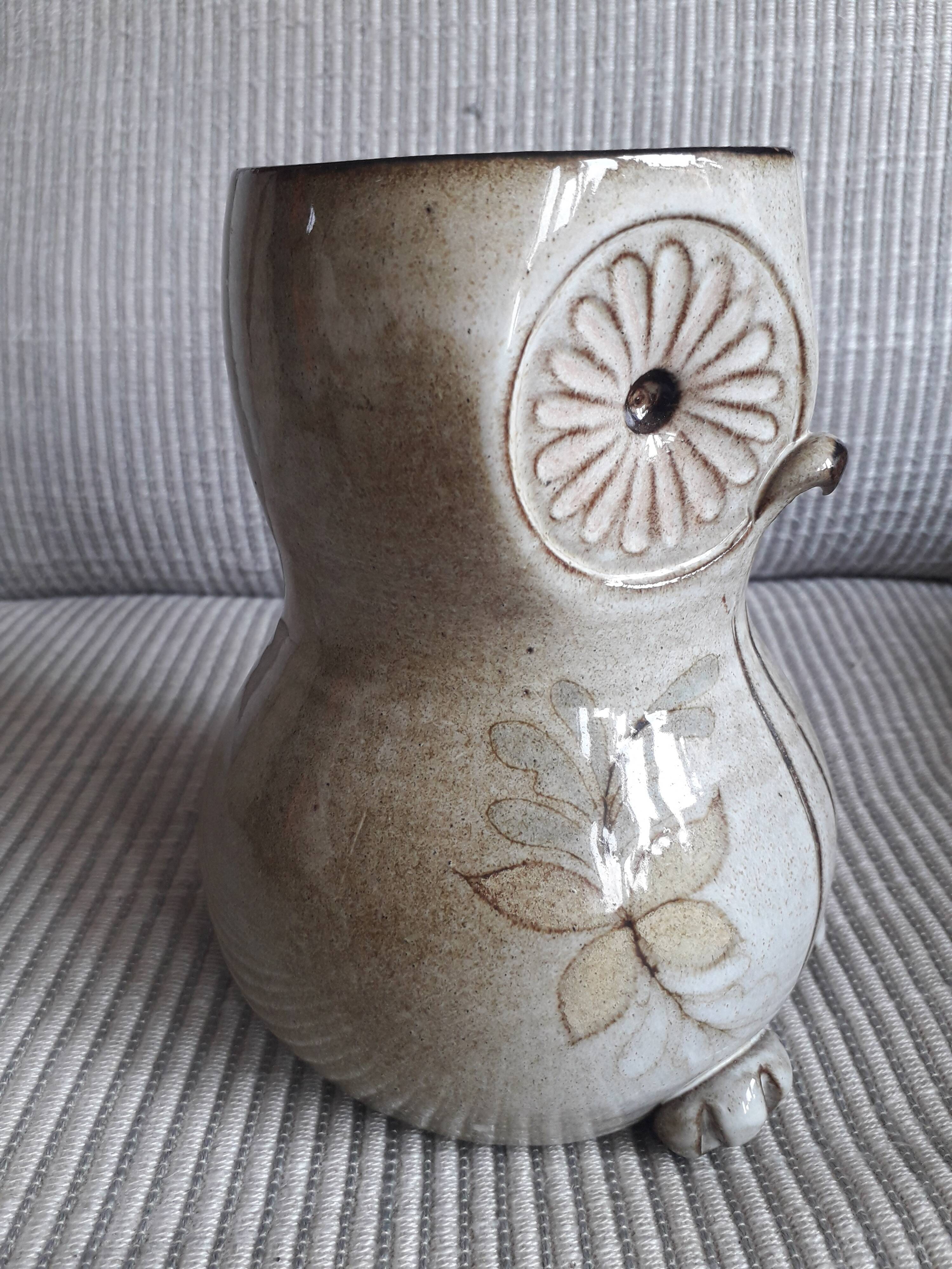 Zoomorphic vase in the shape of an owl by Pol Chambost