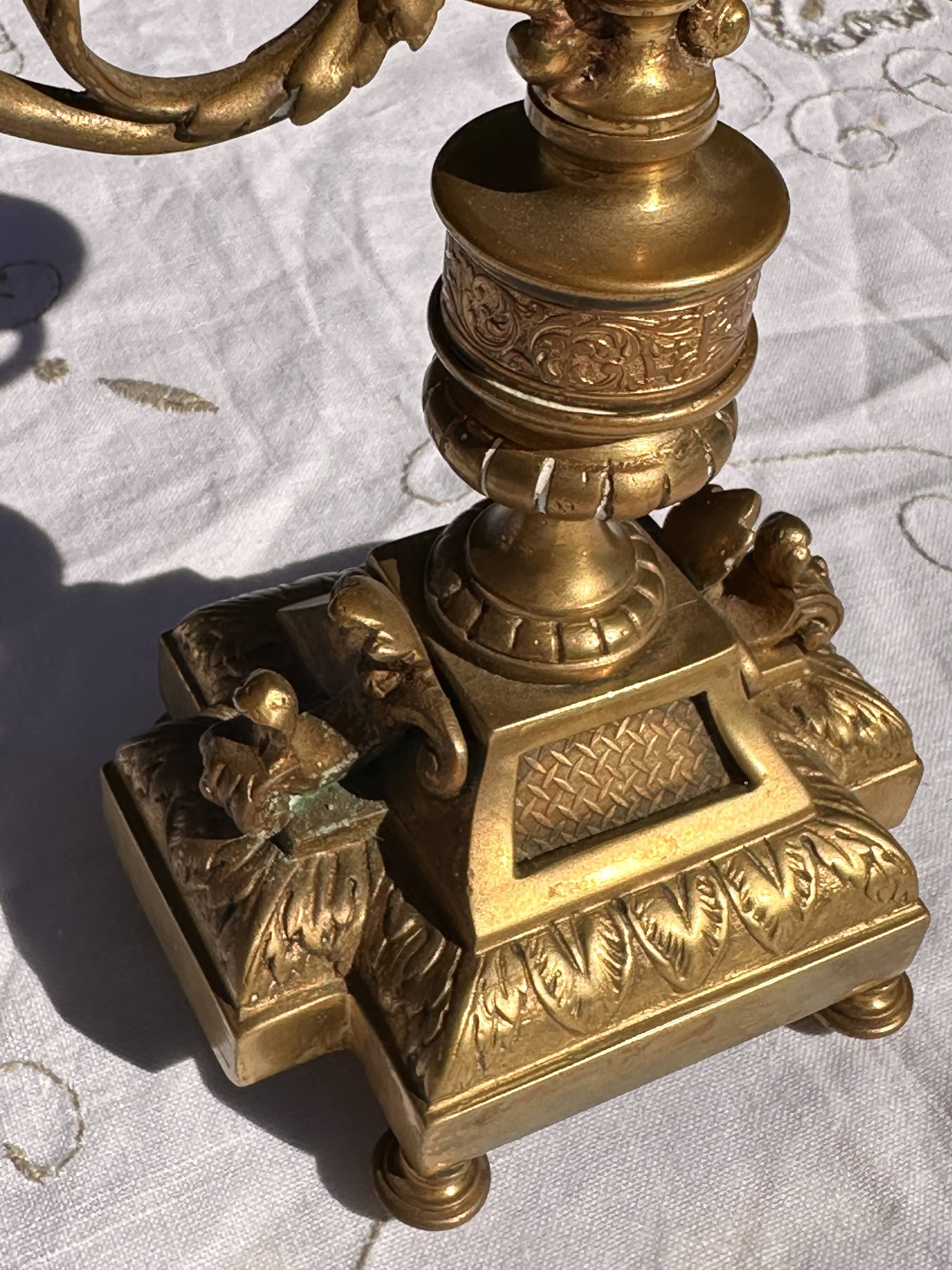 Vintage Candlestick - Brass Candlestick - 3-Arm Candlestick