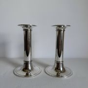 2 porte-bougies en argent vintage élégant de style mid-century moderne
