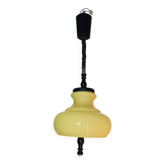 Lampe 70s verre opalin jaune Italie Rolly