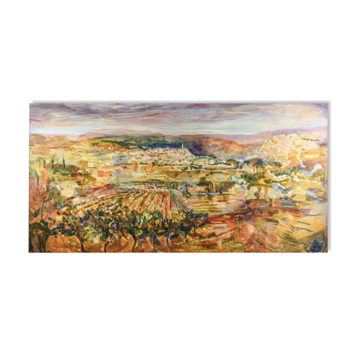 François Gerber (born in 1945) – Impressive oil on panel "V"