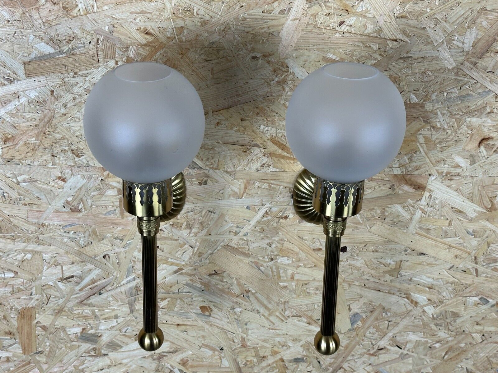 2x 60s 70s lamp light wall lamp glass & brass space age design