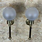 2x 6appliques murales en verre et laiton space age design