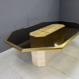 Table design vintage en laiton gravé par Roger Vanhevel