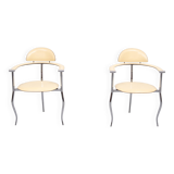 Arrben Chrome and Leather "Stiletto" Chairs, 1980s Italy