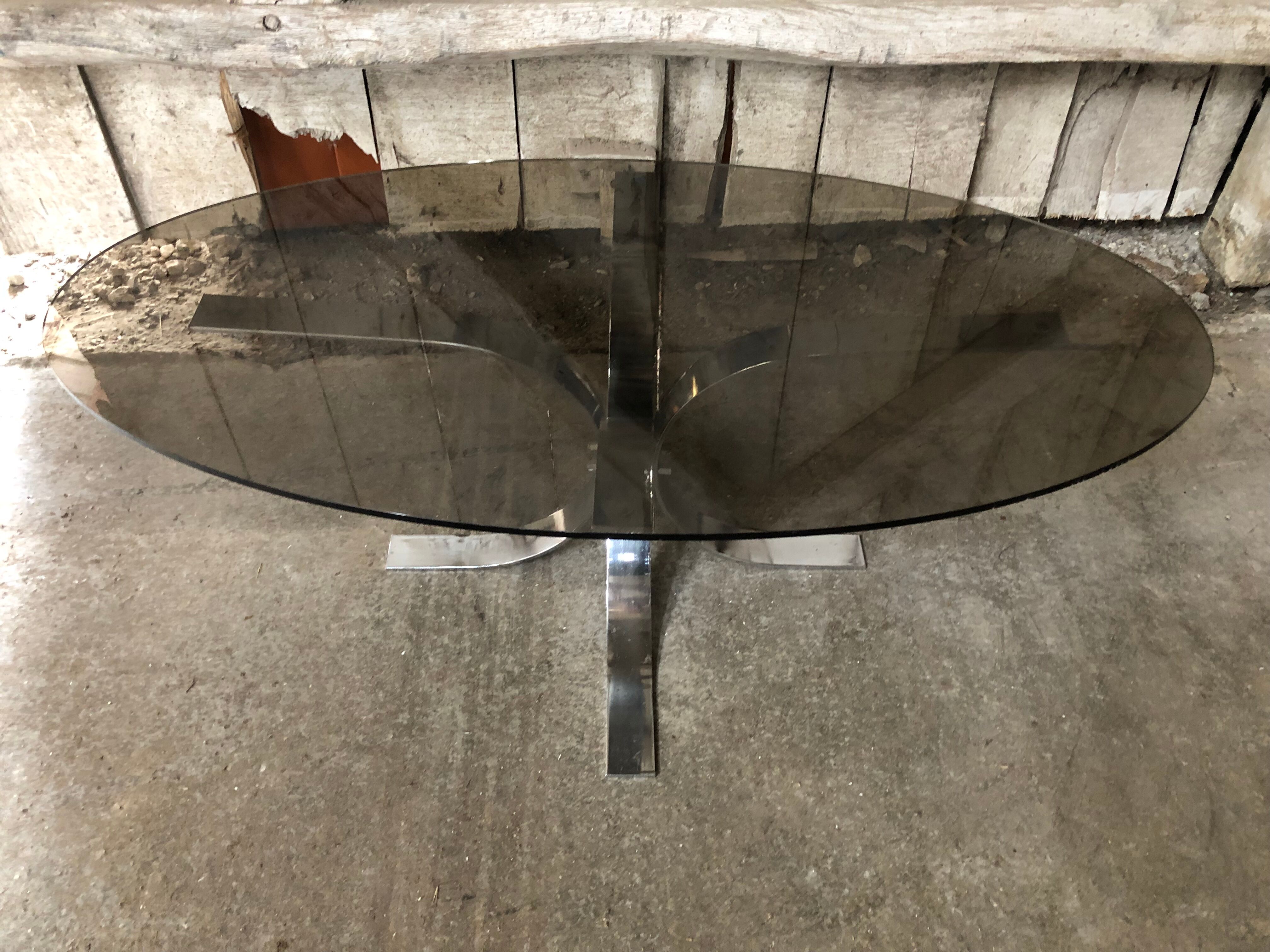 Old coffee table design chrome foot curved