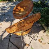 Pair of 1960s wicker armchairs