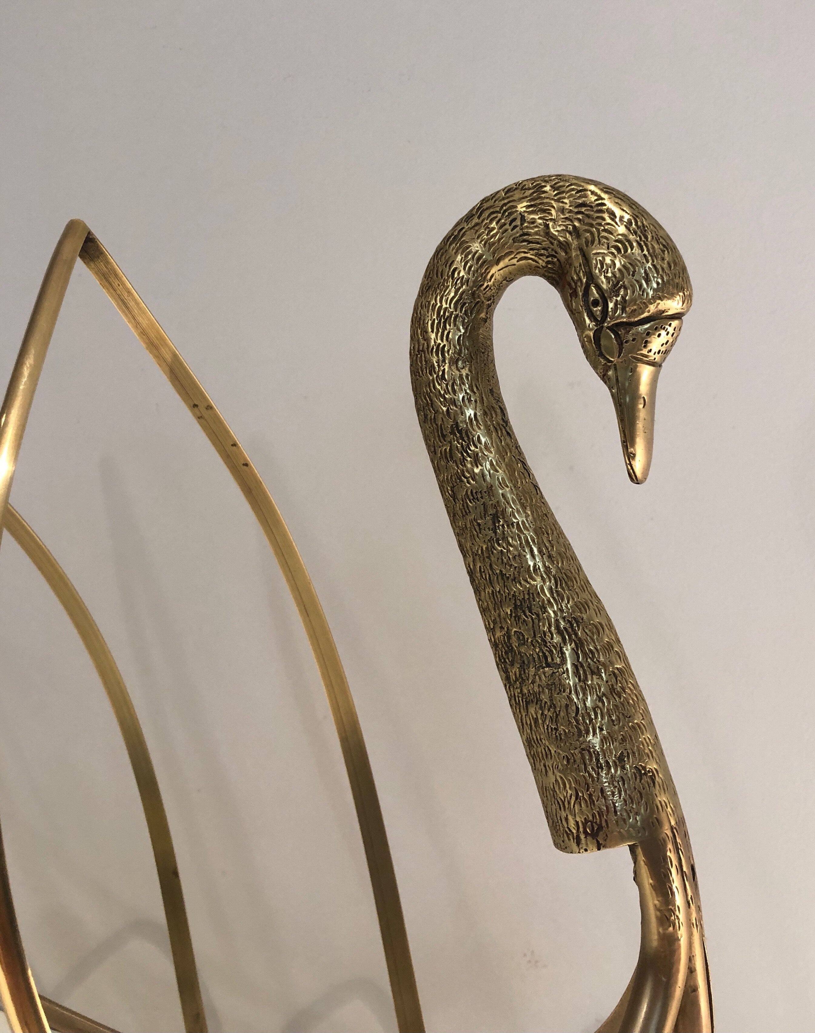 Brass swan magazine rack