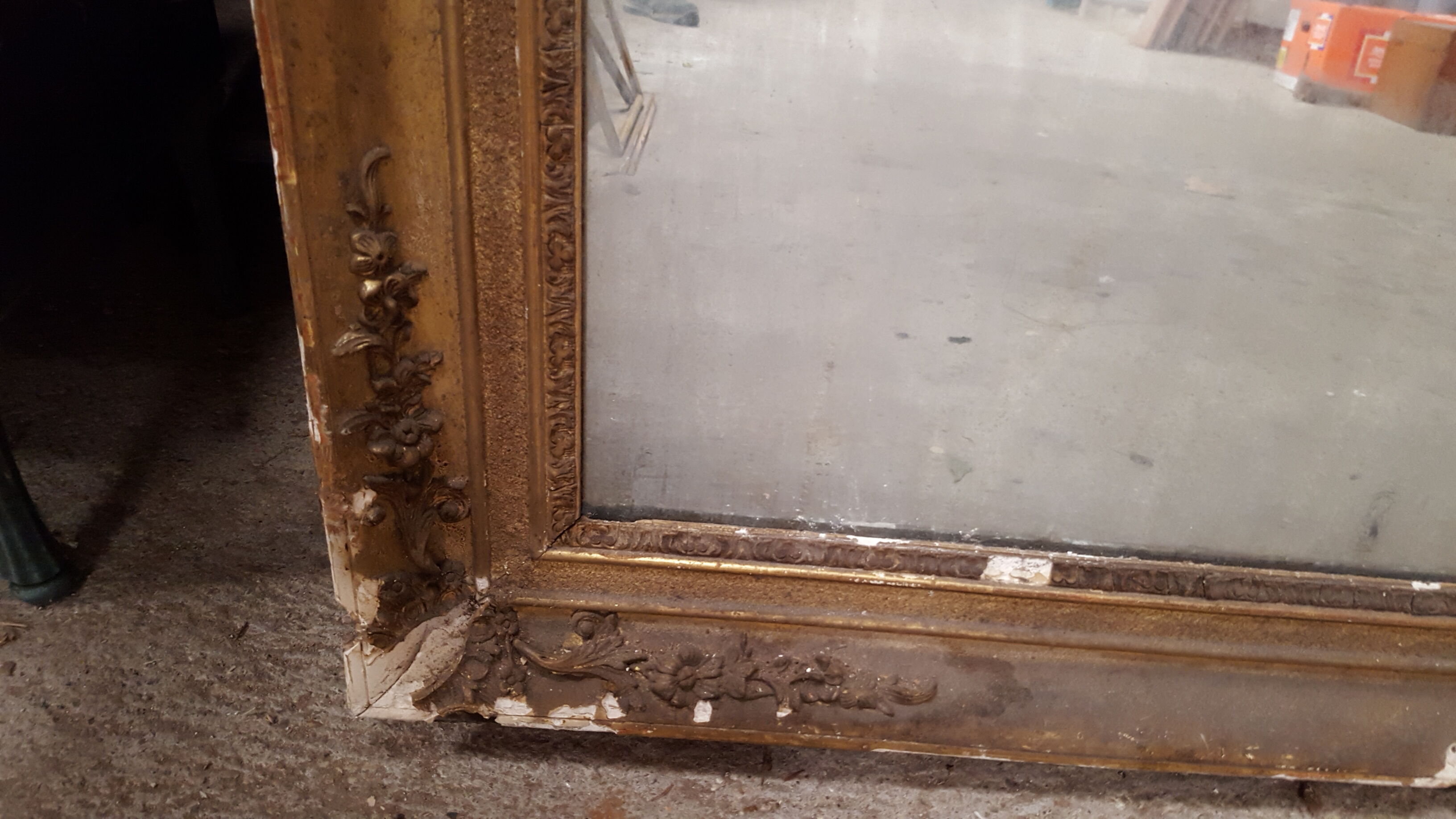 Miroir doré ancien de cheminée belle patine du temps 95x152cm