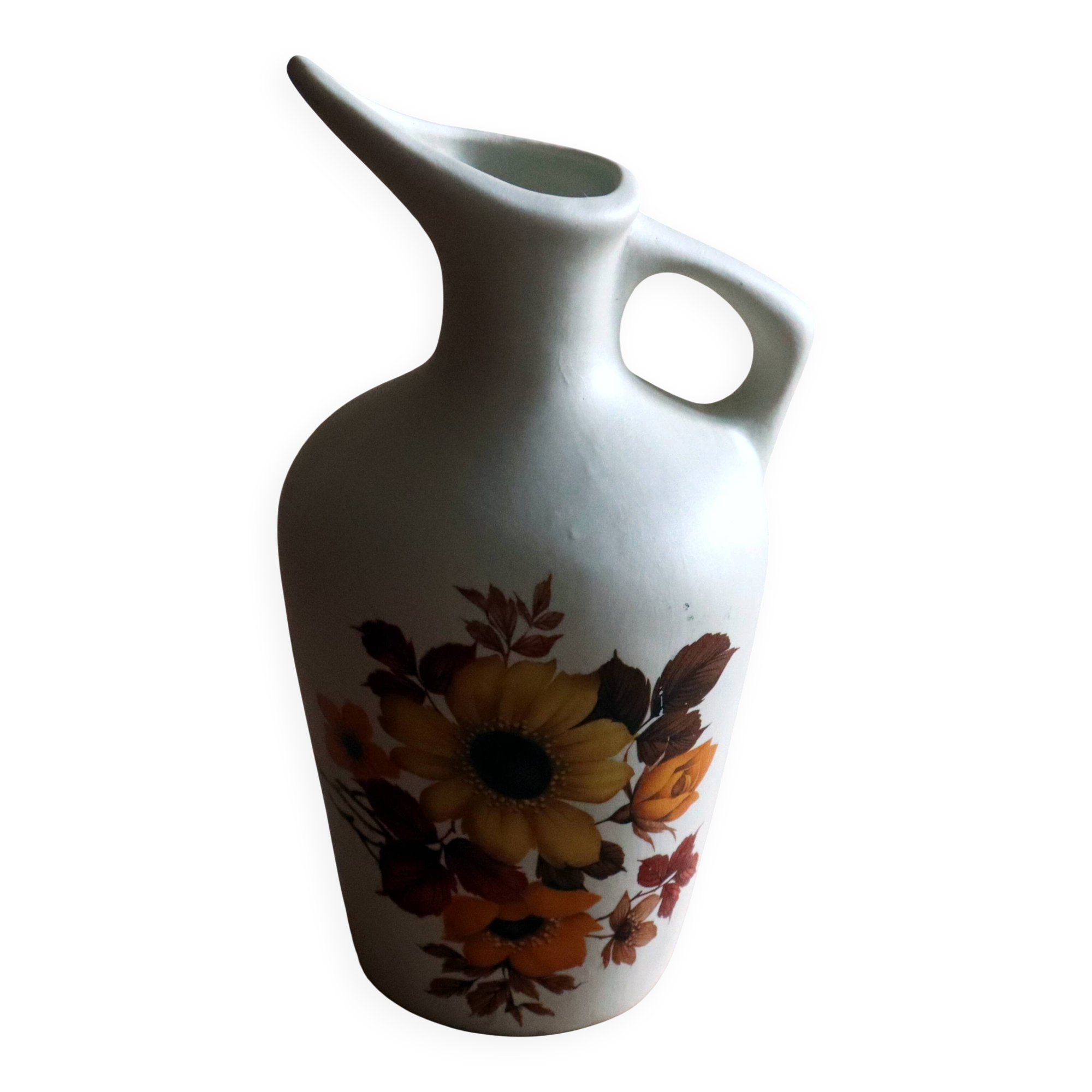 Jug / Vase jug in ceramic with a sunflower design (1970s)