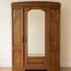 Antique 3-door Art Deco wardrobe in wood with mirror