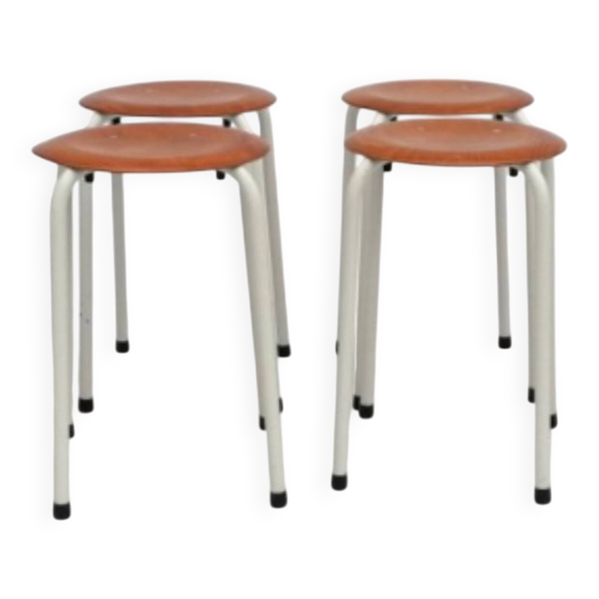 Tabourets néerlandais vintage en contreplaqué, années 1970, ensemble de 4