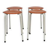 Tabourets néerlandais vintage en contreplaqué, années 1970, ensemble de 4