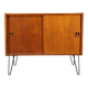 Danish mid-century teak cabinet with sliding doors, refurbished, 1960s