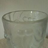 Frosted glass vase with relief cherry decoration