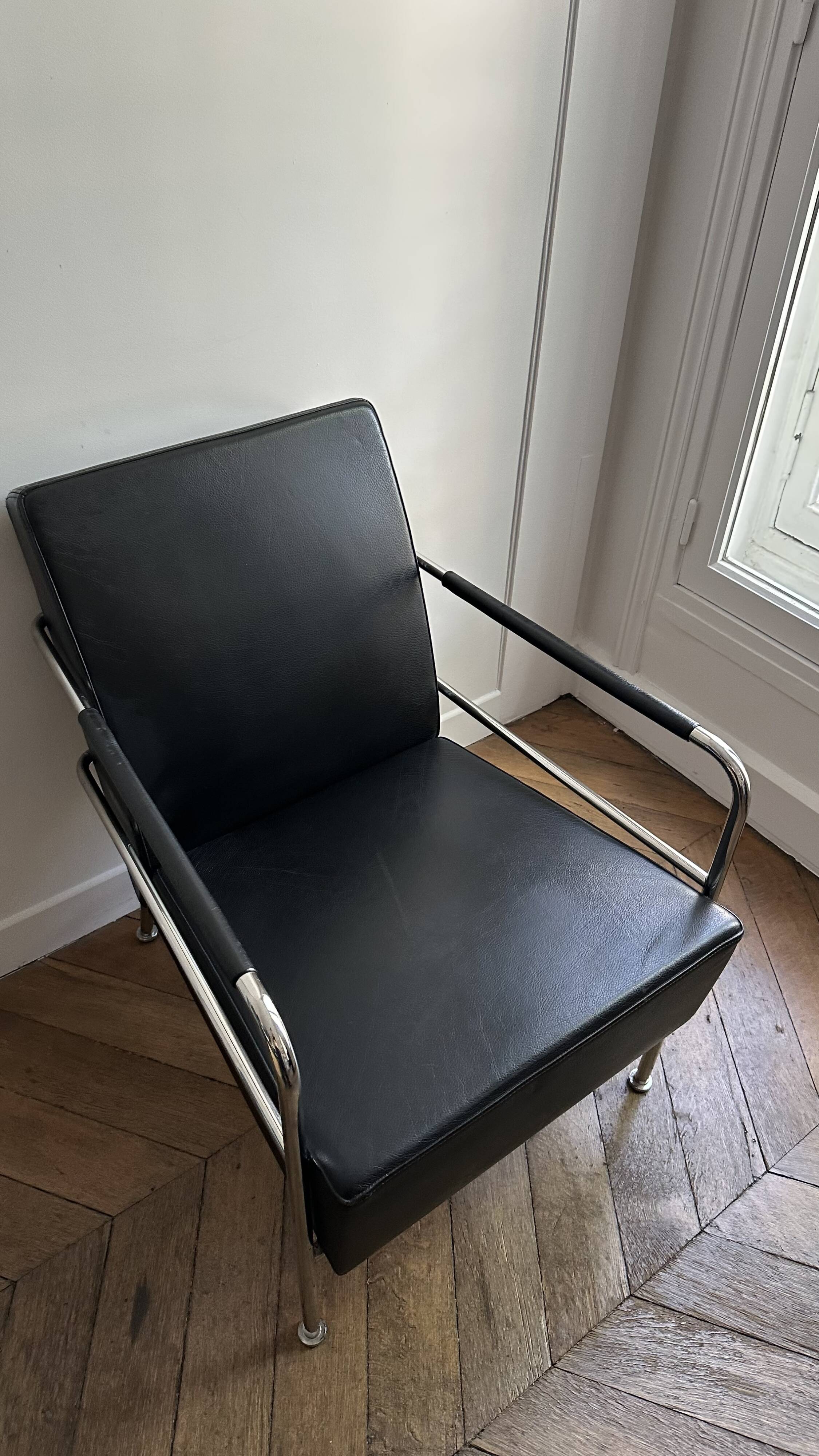 Canapé et fauteuil en cuir noir suédois de Gunilla Allard pour Lammhults