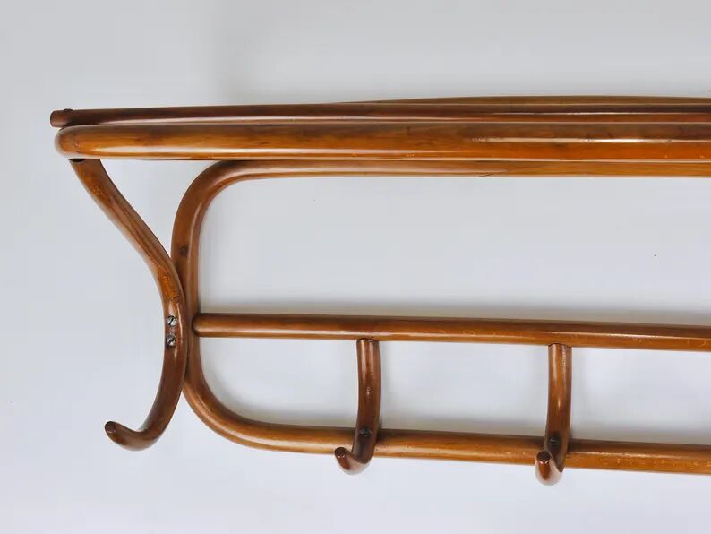 1900s Thonet Vienna Art Nouveau Secessionist Bentwood Wall Coat Rack, Austria