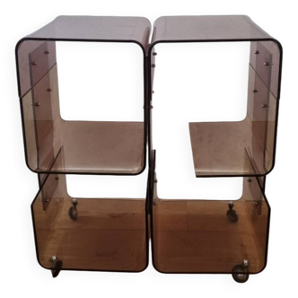 Meuble vintage plexiglas fumé