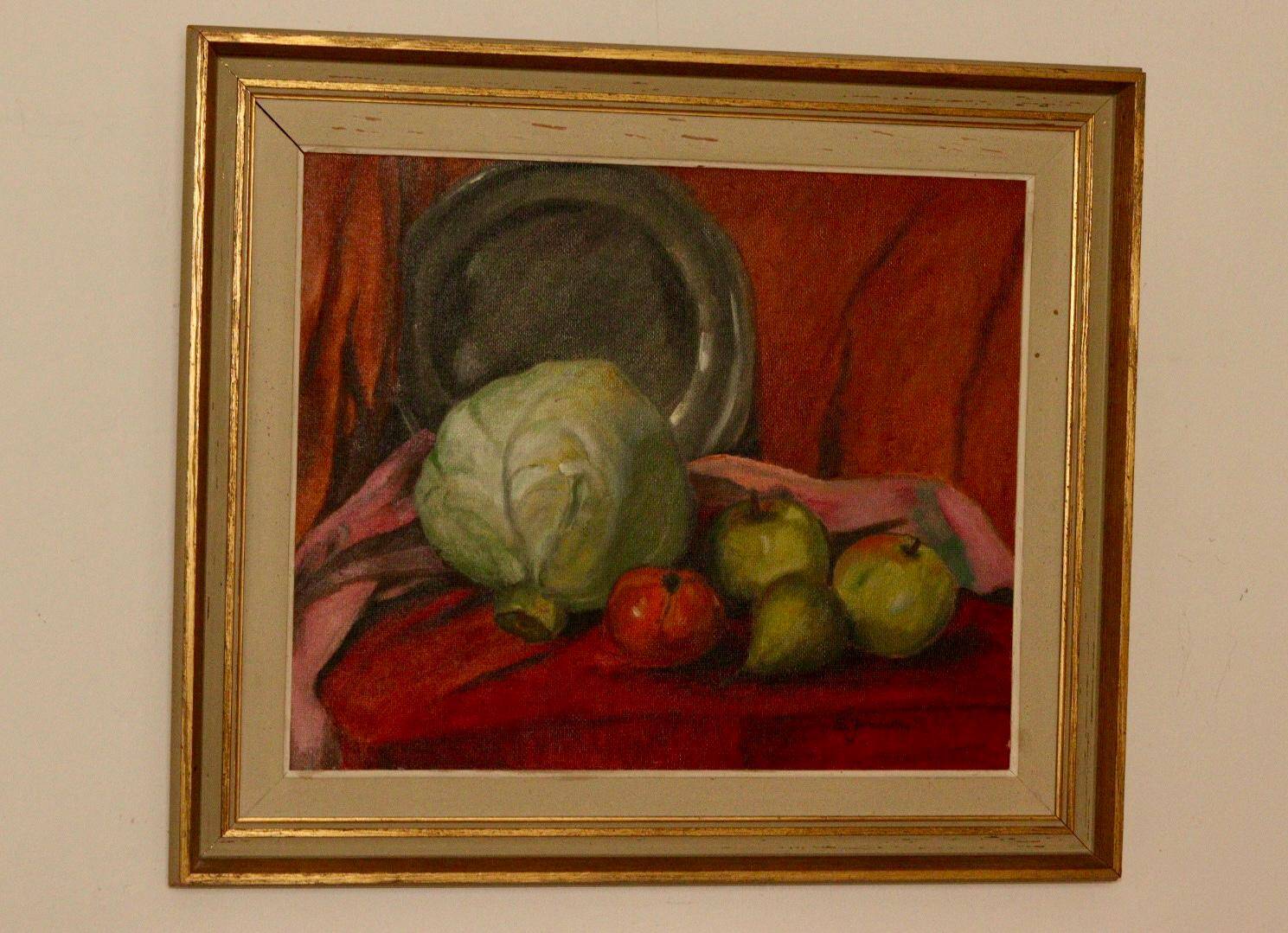 "Still Life with Cabbage and Fruits" by S. Jonsson