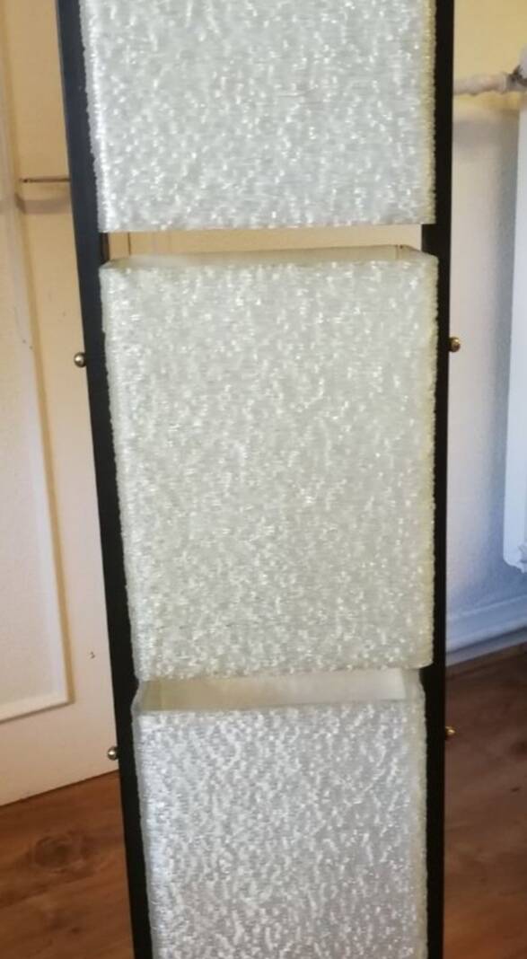 Vintage Arlus totem floor lamp from the 1950s, made of steel and plexiglass.