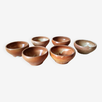 Set of 6 vintage 70s handcrafted stoneware bowls