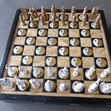 Chess in wood and mother-of-pearl