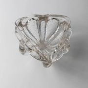 Transparent Murano Glass Bowl, Large Tri-lobed Triangle, Clear Glass with Bubbles, 1970s Italian Mid-Century Design